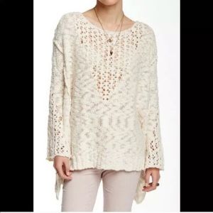 Free People Oversized Loose Knit Cream Sweater